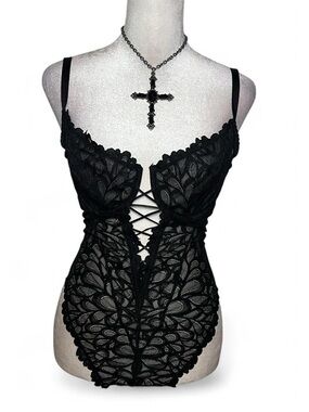 Black Savage not sorry sheer lace savage x Fenty teddy bodysuit